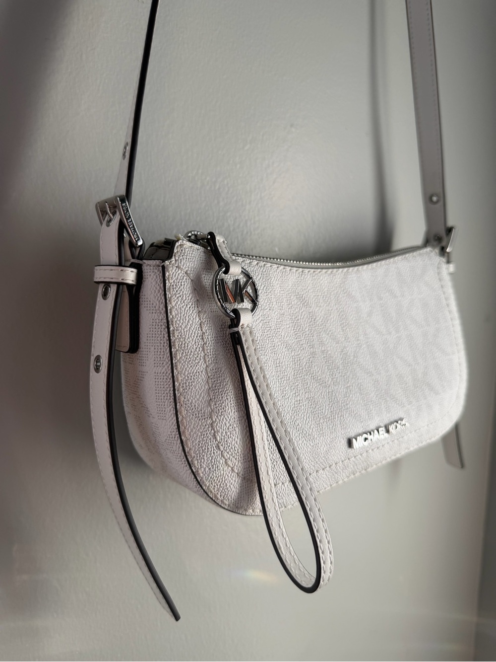 Michael Kors Small White Logo Shoulder Bag